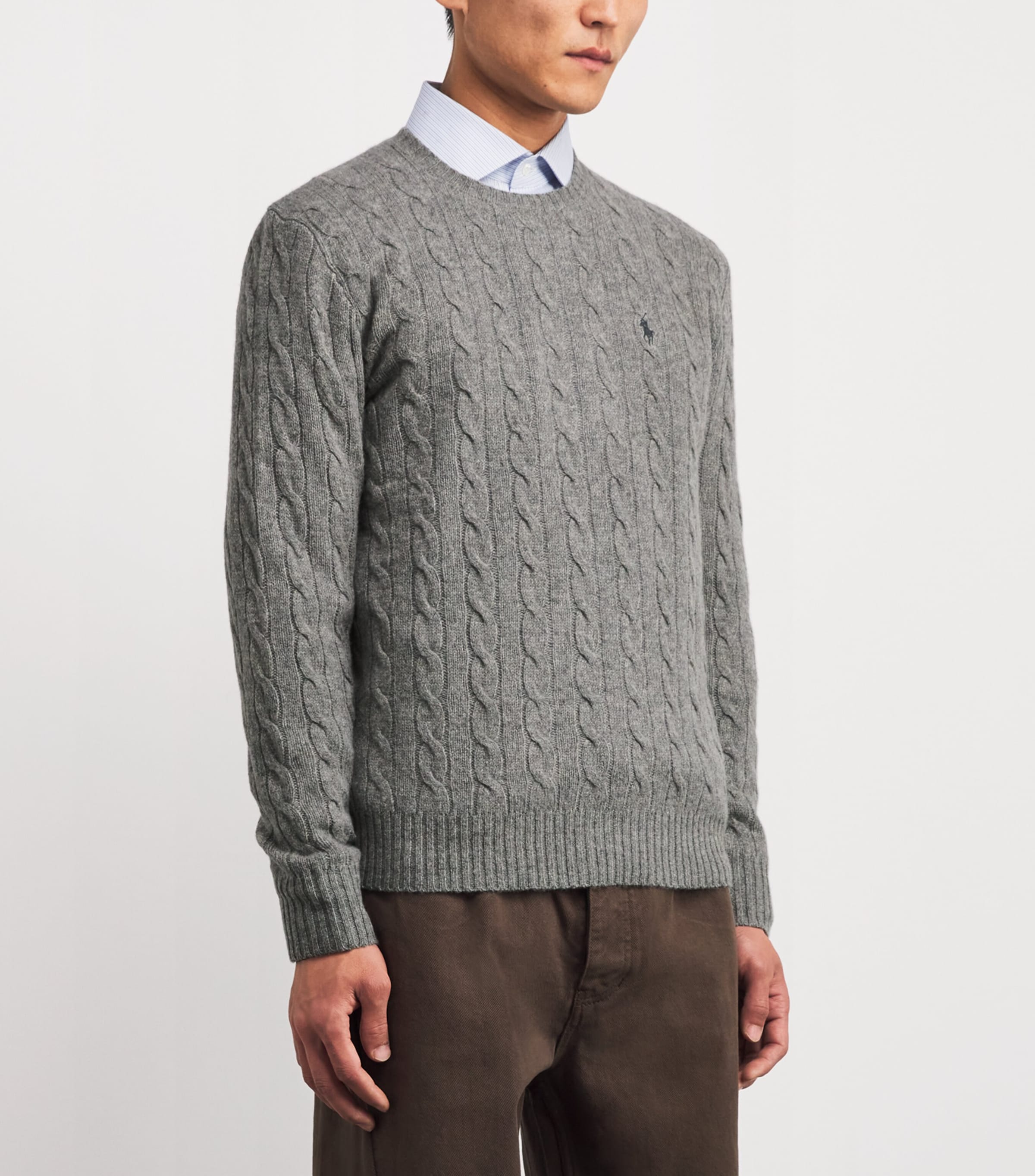 Wool-Cashmere Cable-Knit Sweater GREY Image 3