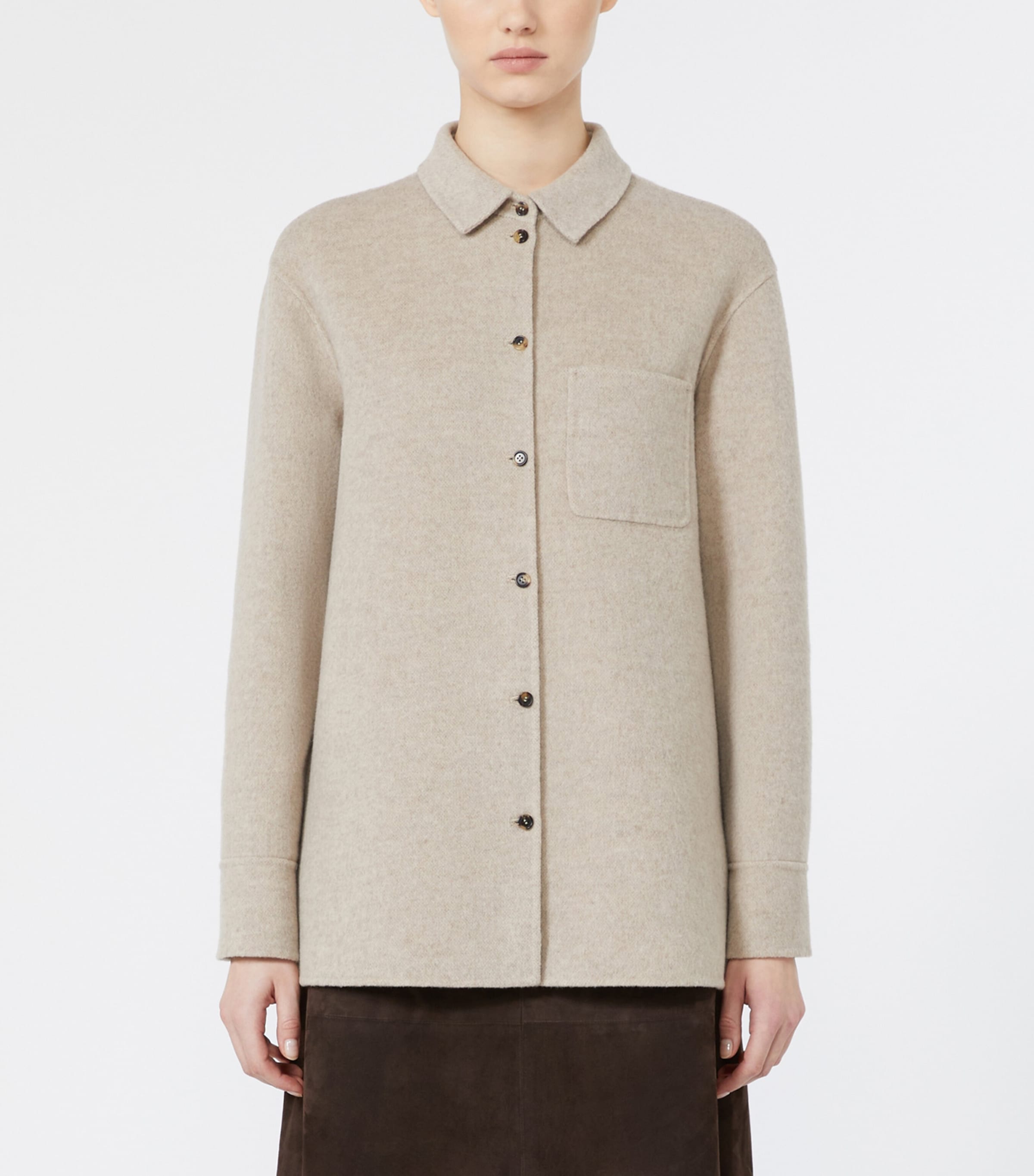 Max Mara Womens Wool-Cashmere Overshirt Sand Image 3