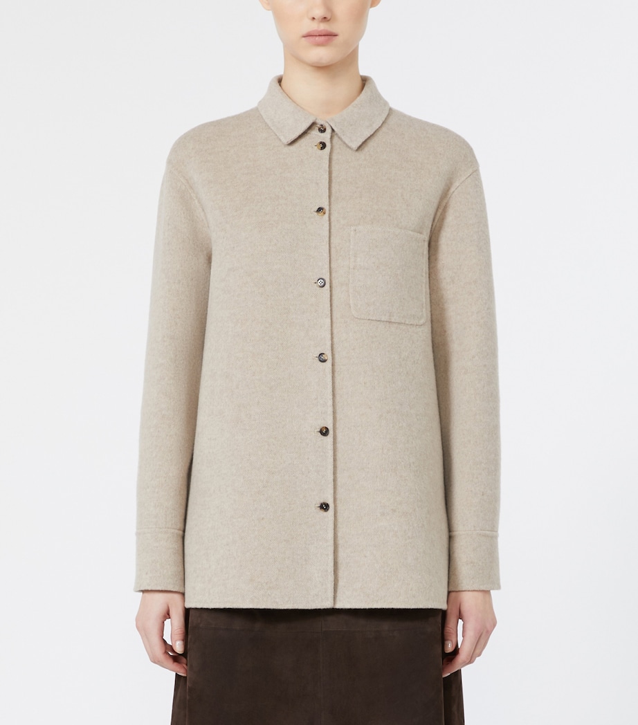Max Mara Womens Wool-Cashmere Overshirt Sand Image 3