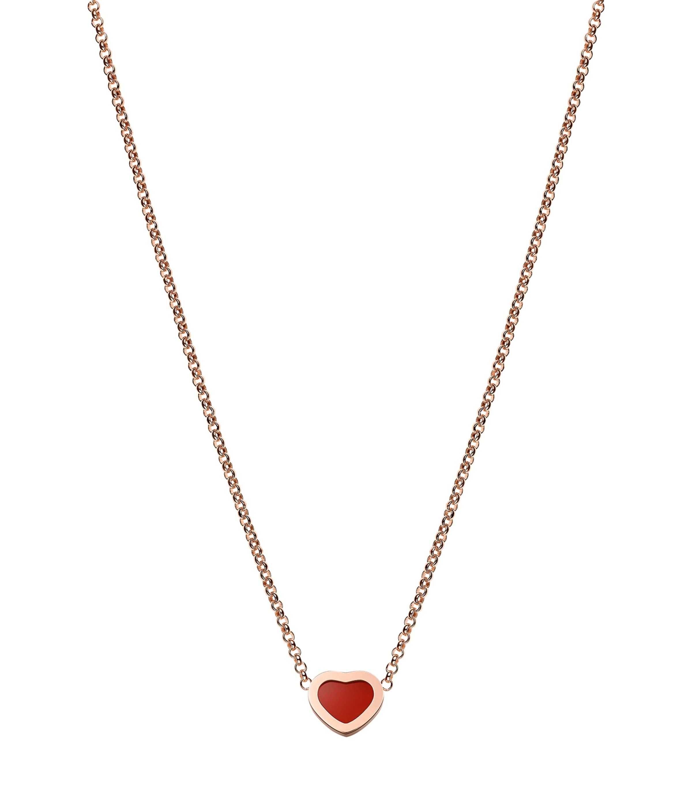 Rose Gold and Carnelian My Happy Hearts Pendant Necklace 18K ROSE GOLD Image 4