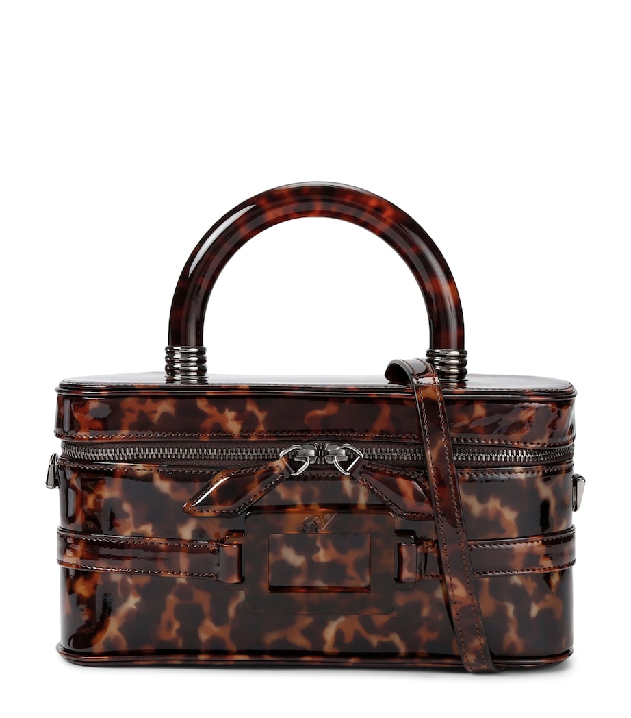 Roger Vivier Patent Leather Vanity Belle Vivier Top-Handle Bag Dk.brn Com Image 1