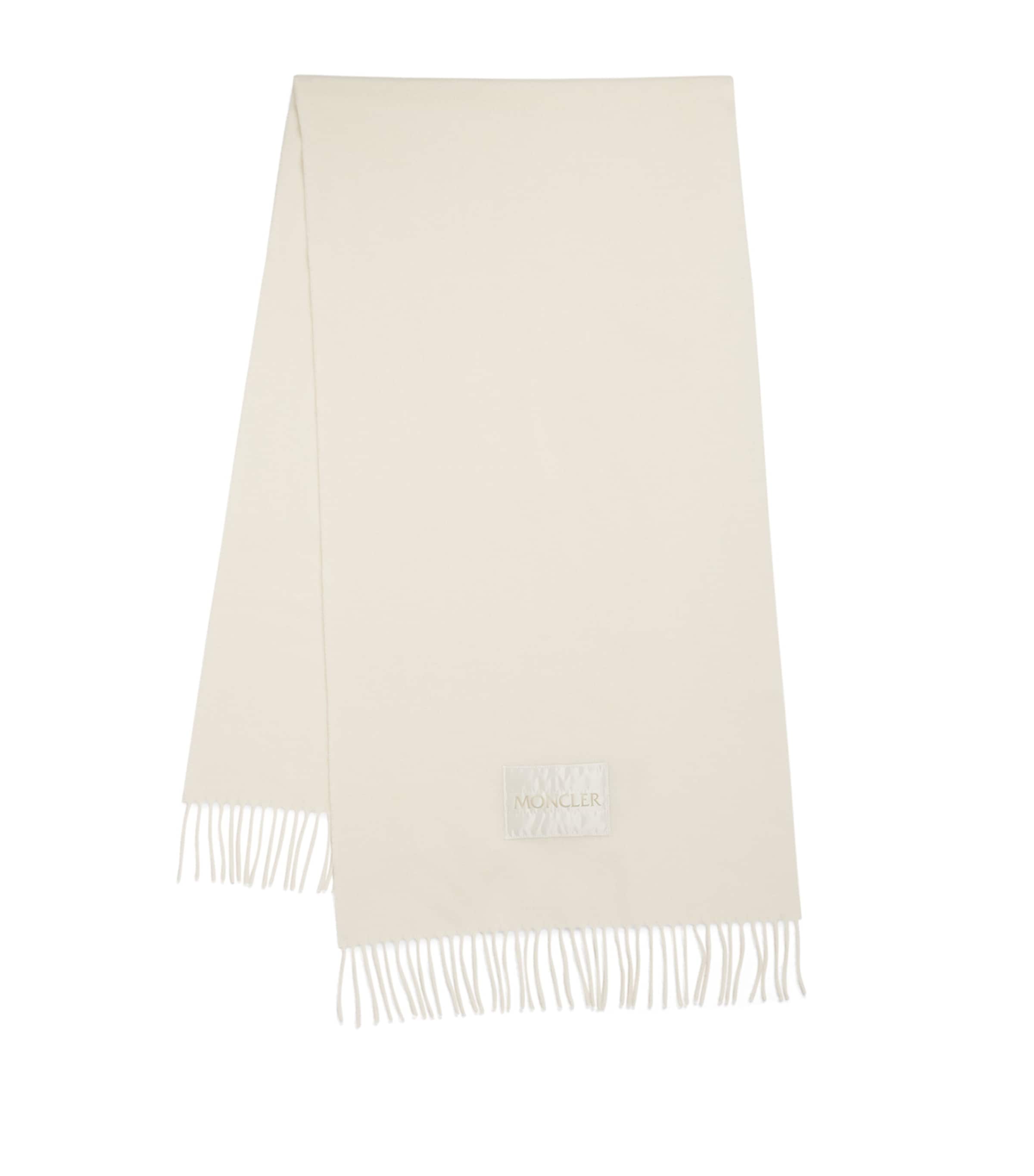 Moncler Wool Brushed Scarf In White