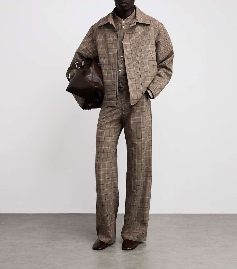 Virgin Wool-Blend Check Trousers BROWN CHECK Image 2