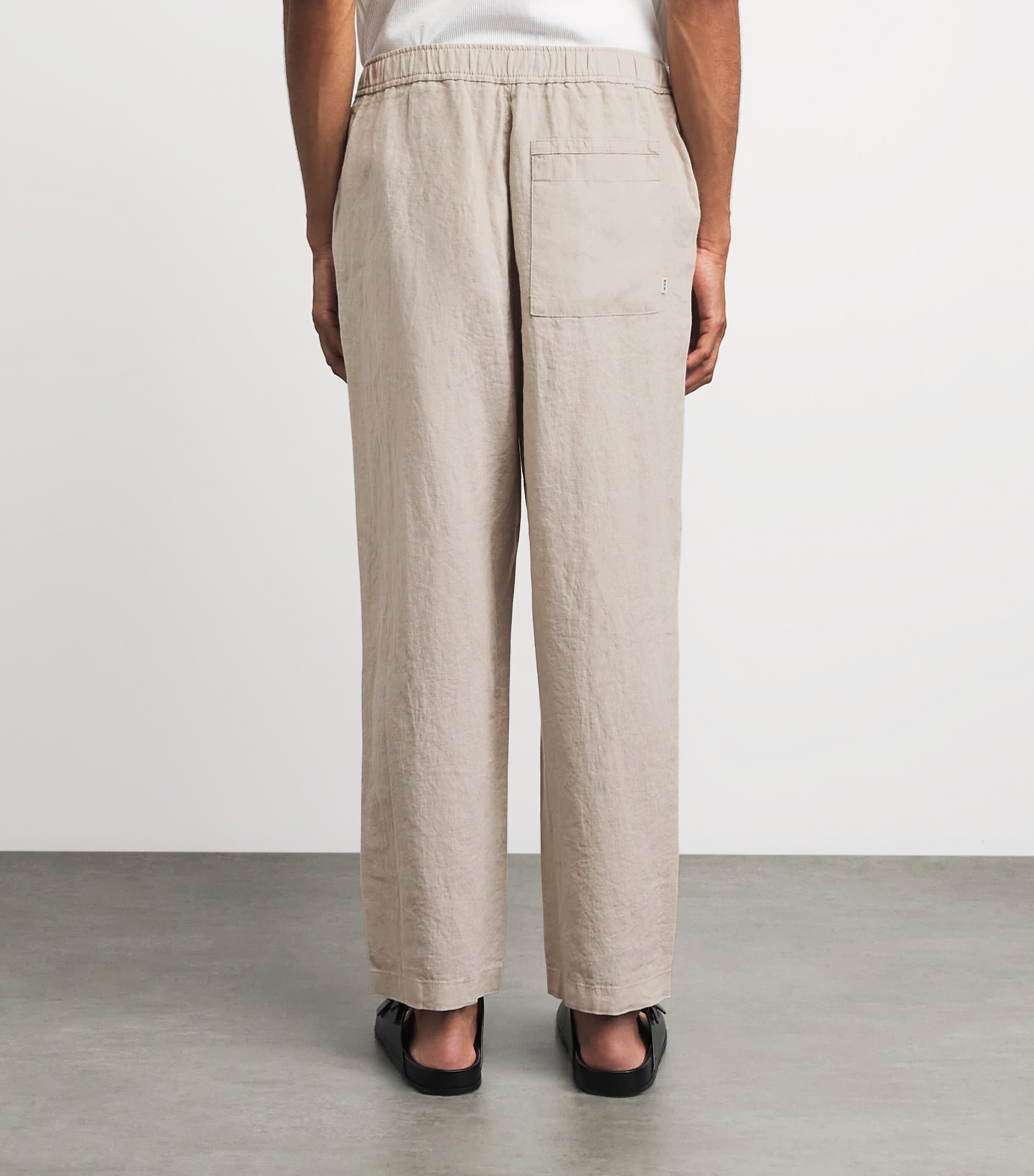 Wax London Mens Linen Kurt Chinos Beige Image 5