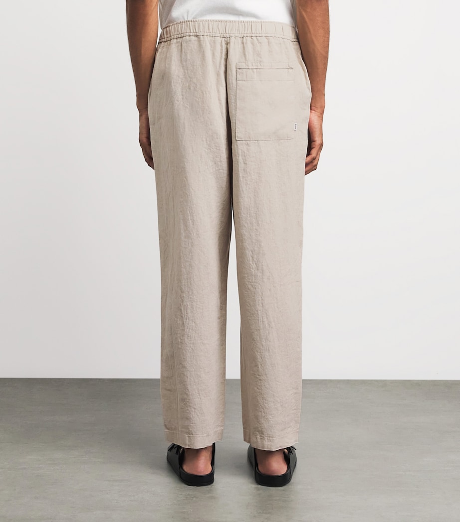 Wax London Mens Linen Kurt Chinos Beige Image 5