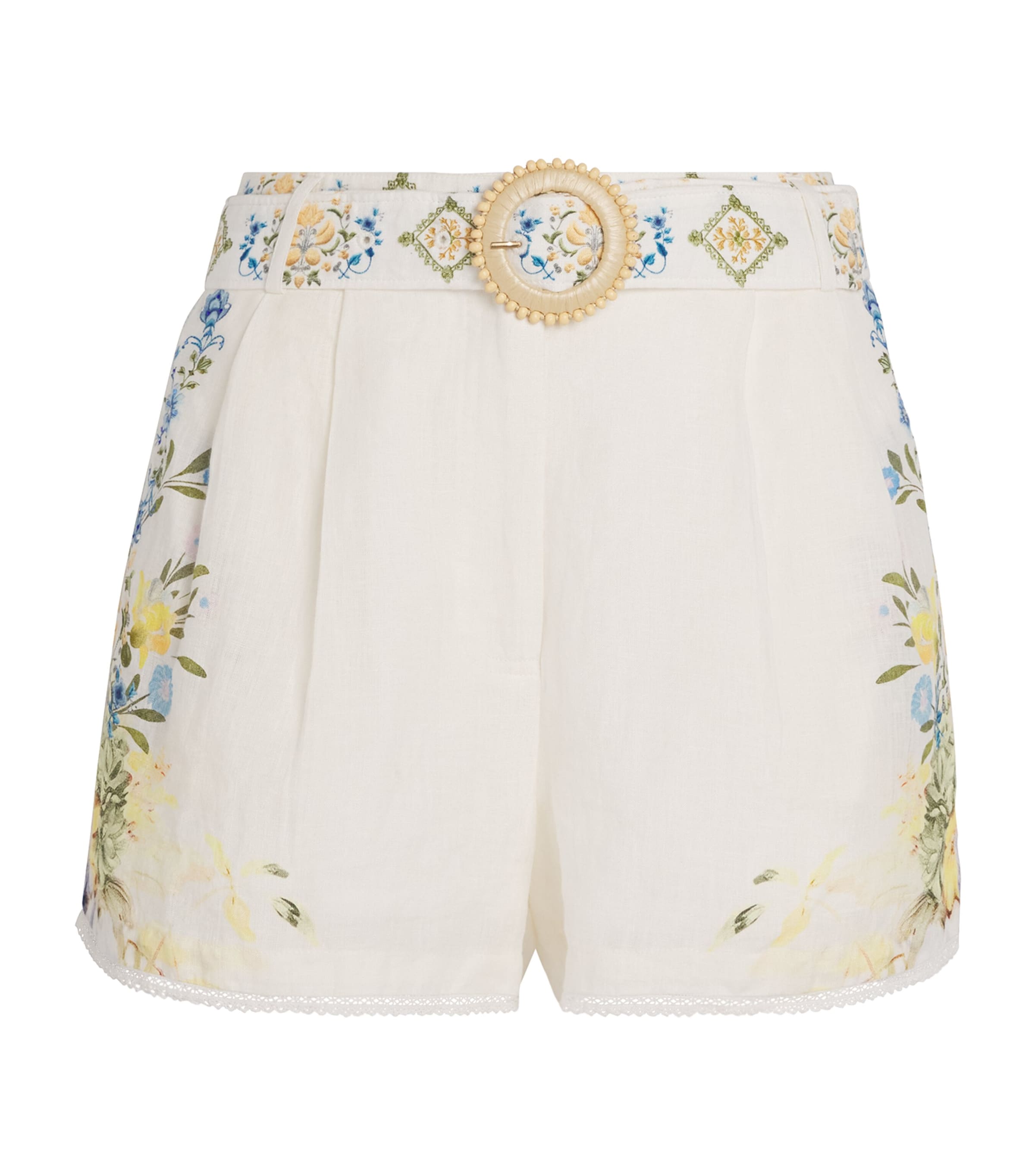 Camilla Linen Belted Shorts In White