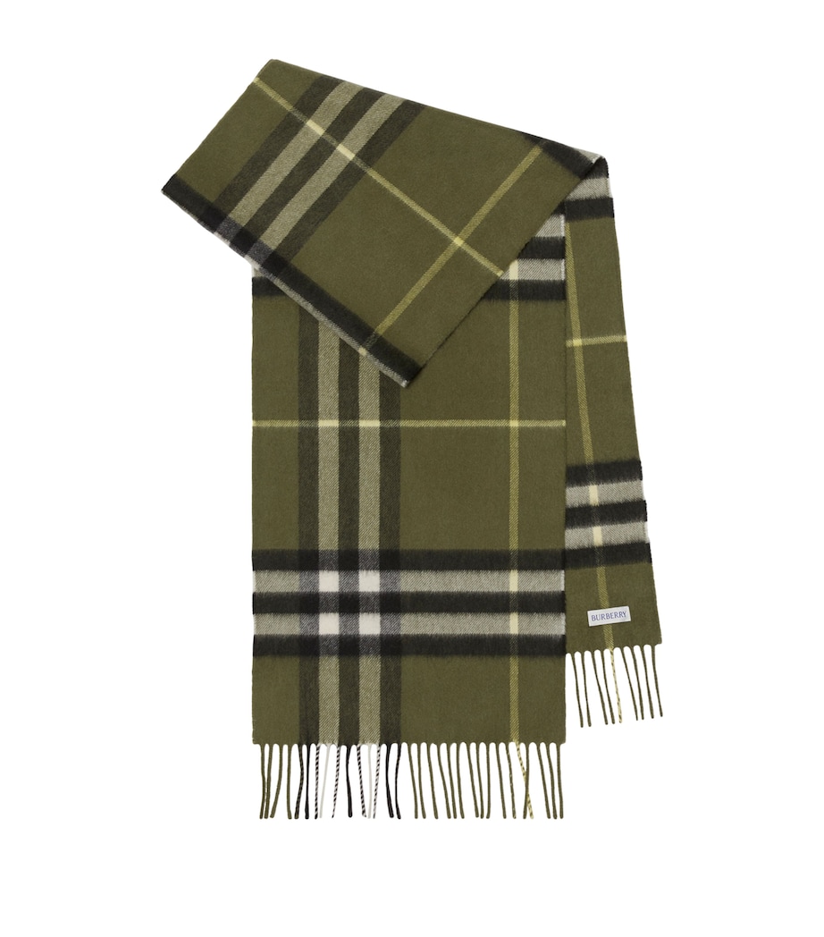Cashmere Check Scarf PEA GREEN Image 1