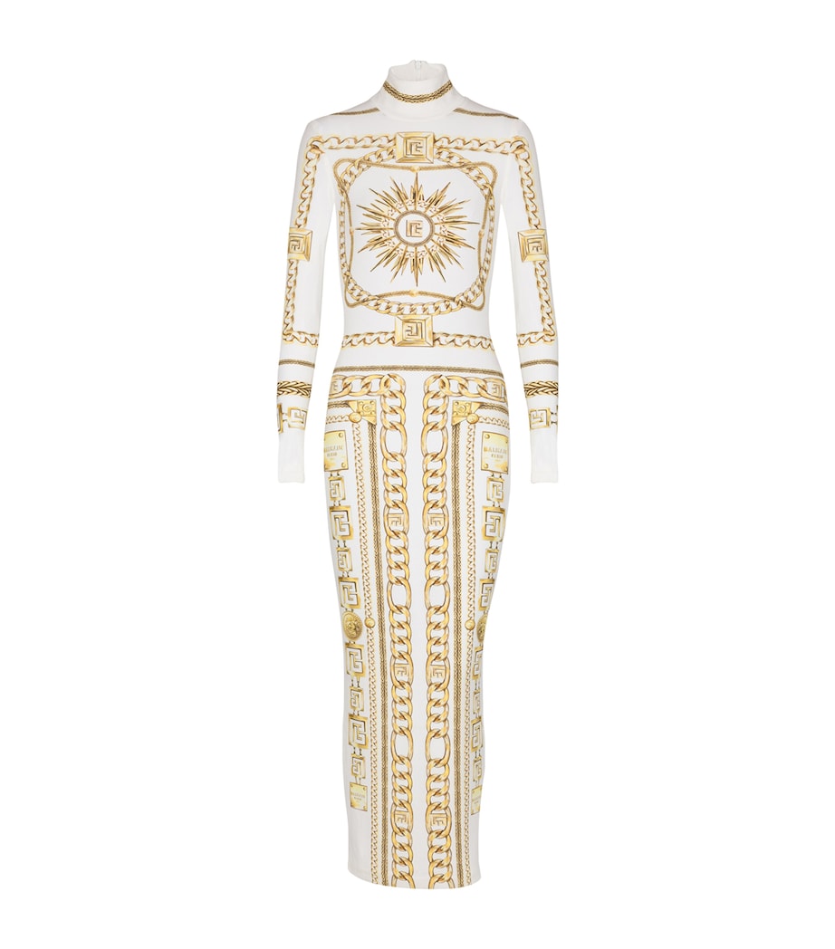 Jersey Chain Print Maxi Dress GAD BLANC/OR Image 1