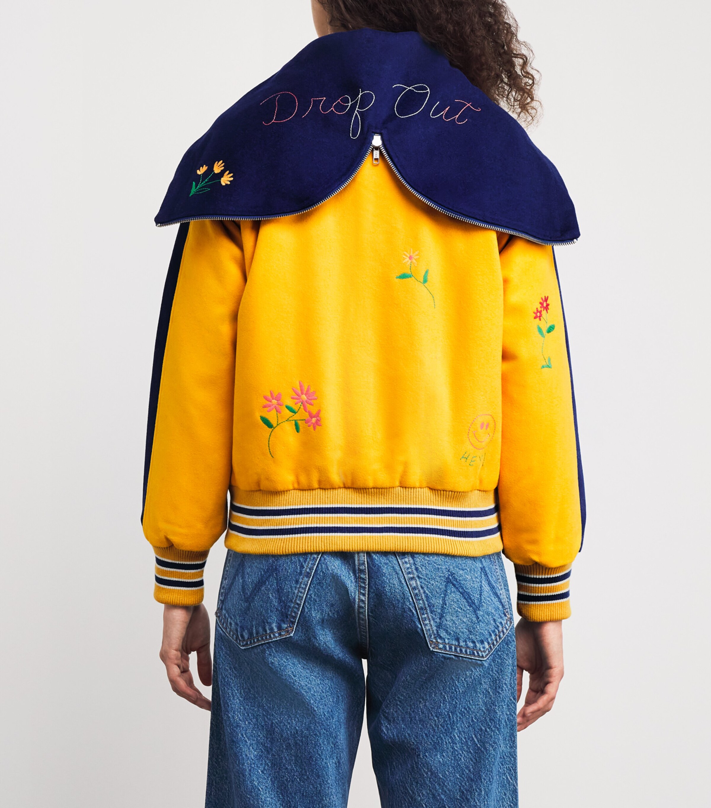 MOTHER Womens The Split Hood Team Spirit Bomber Jacket Drop Out Image 4