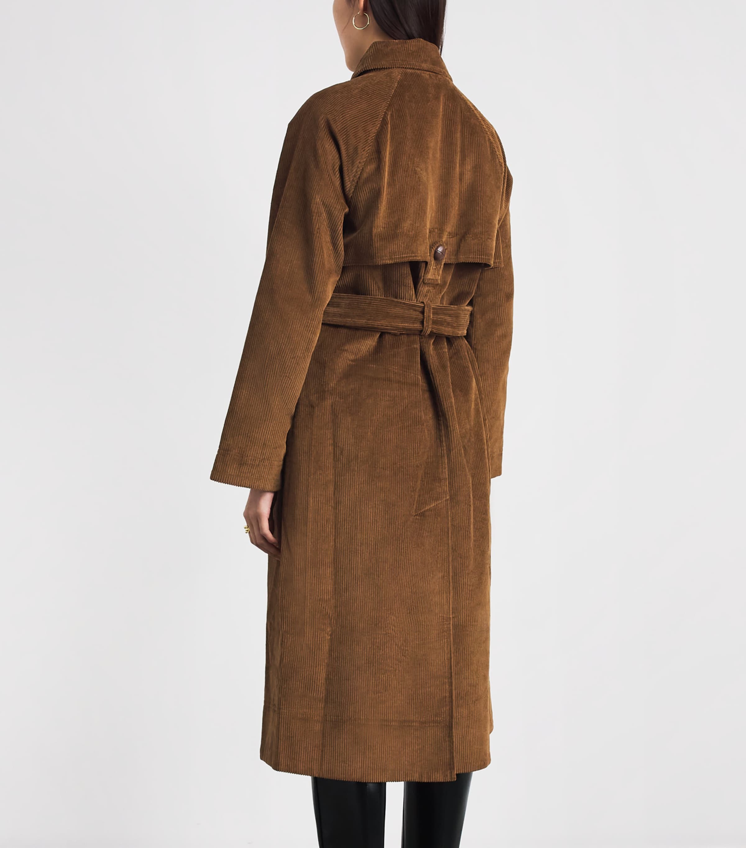 Barbour Womens Corduroy Antonella Trench Coat Tan/birchwood Dress Image 5