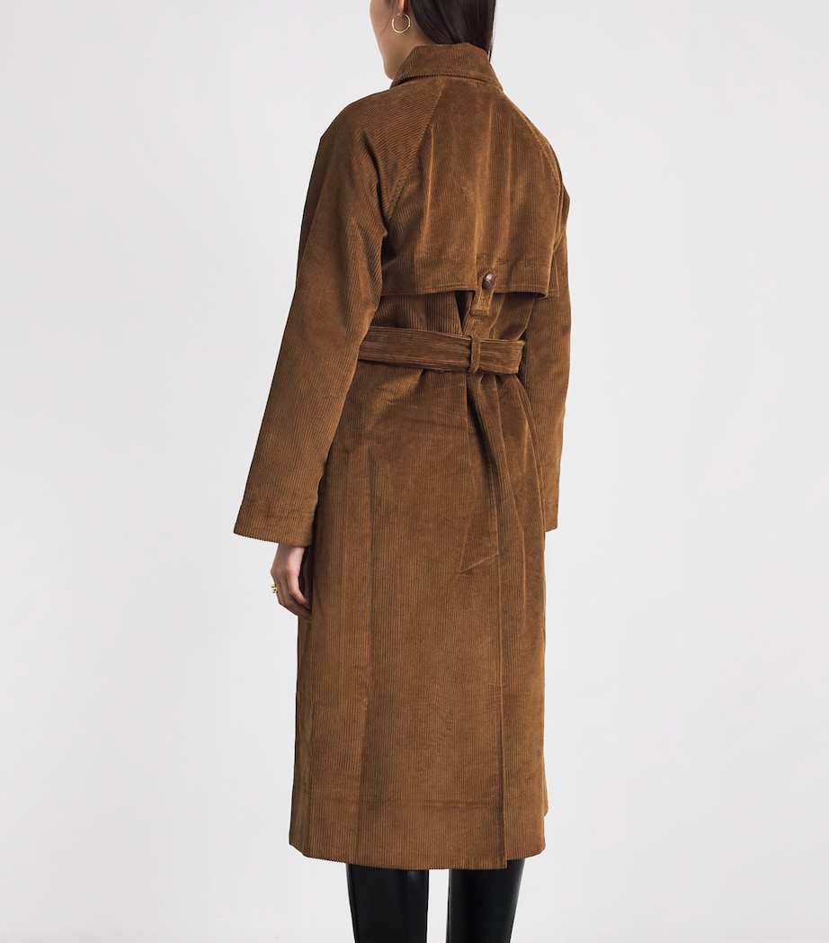Barbour Womens Corduroy Antonella Trench Coat Tan/birchwood Dress Image 5