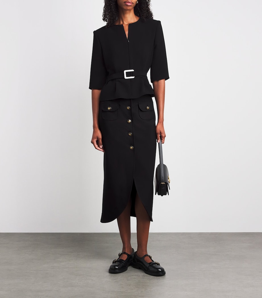 Buttoned Midi Skirt BLACK Image 2