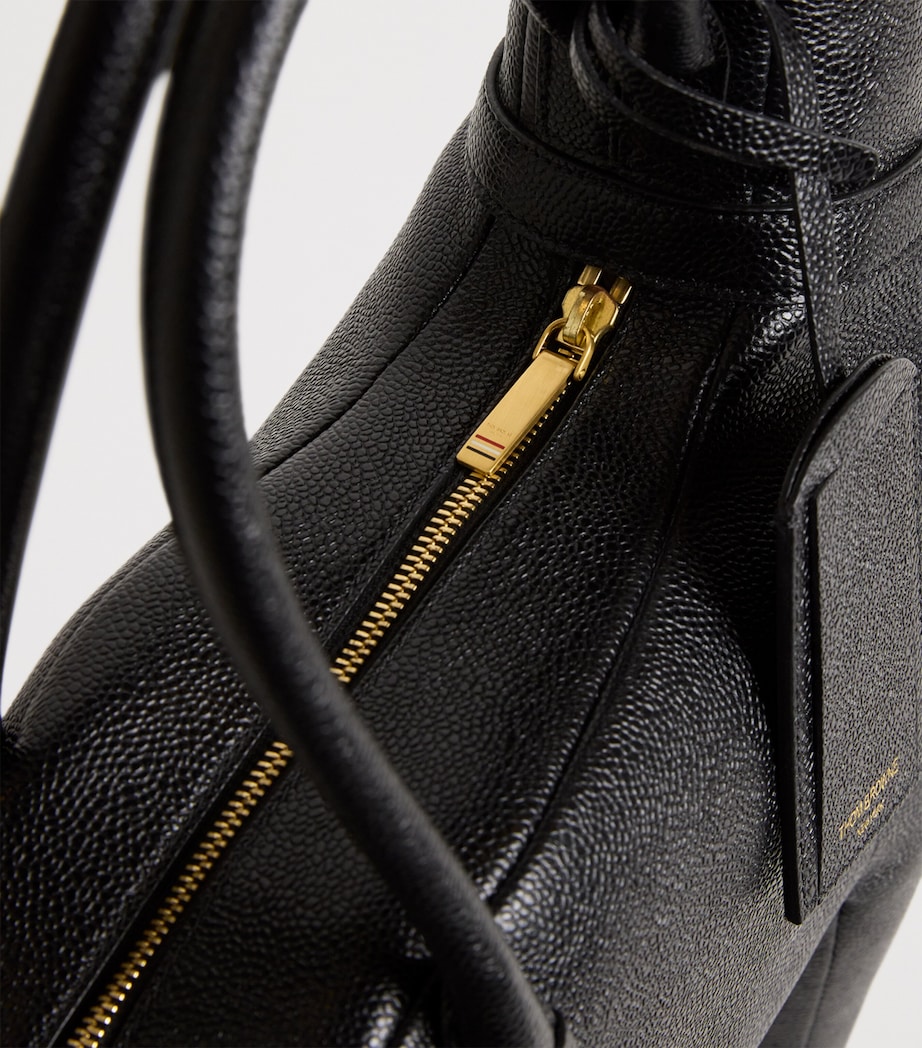 Leather Giraffe Top-Handle Bag BLACK Image 7