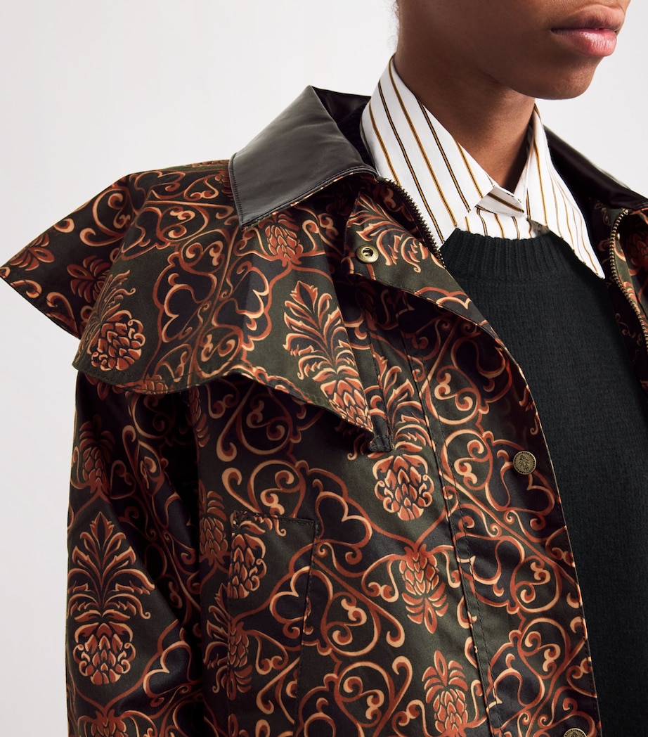 x FARM Rio Waxed Cotton Luana Jacket PNPPLE/GRN HRT PRNT Image 4