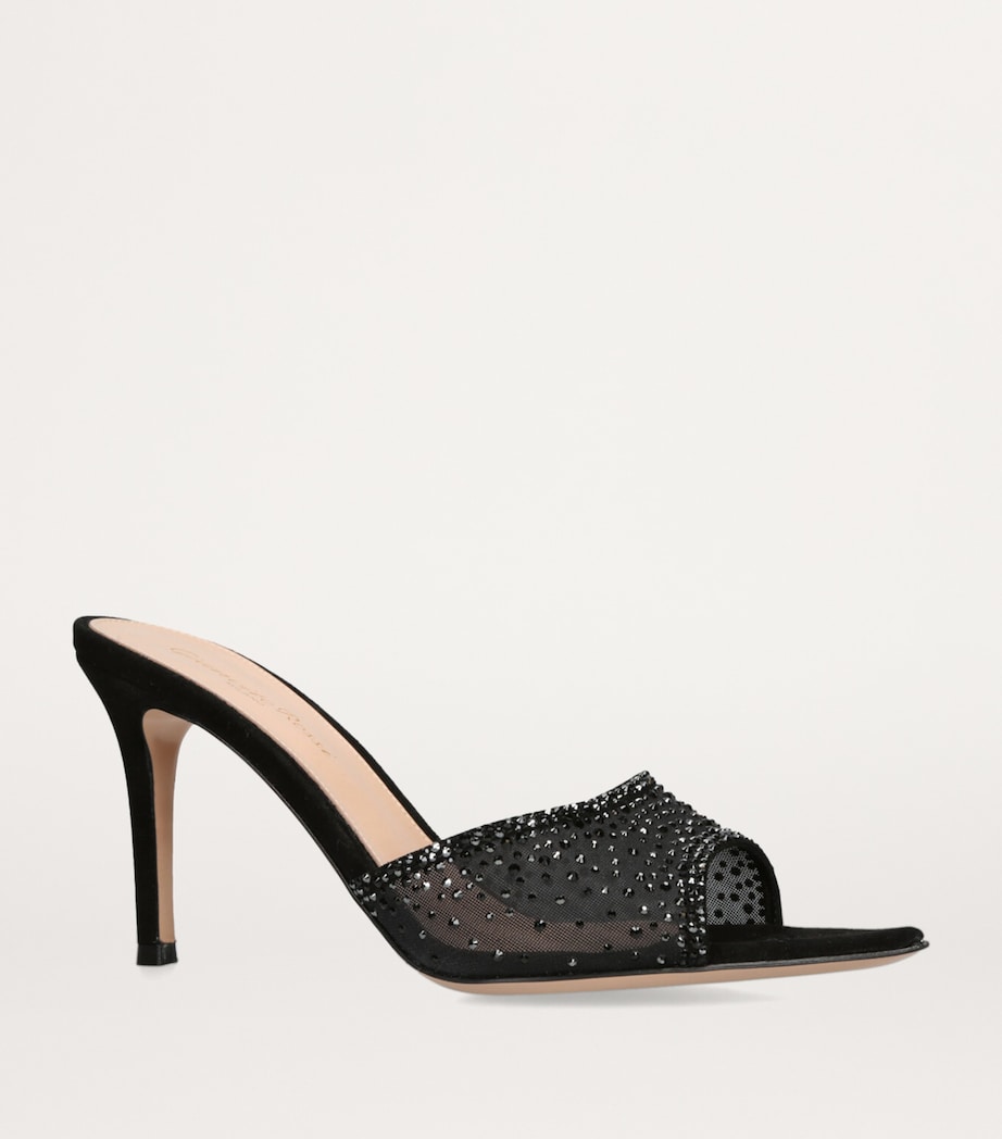 Suede Embellished Rania Mules 85 BLACK Image 3