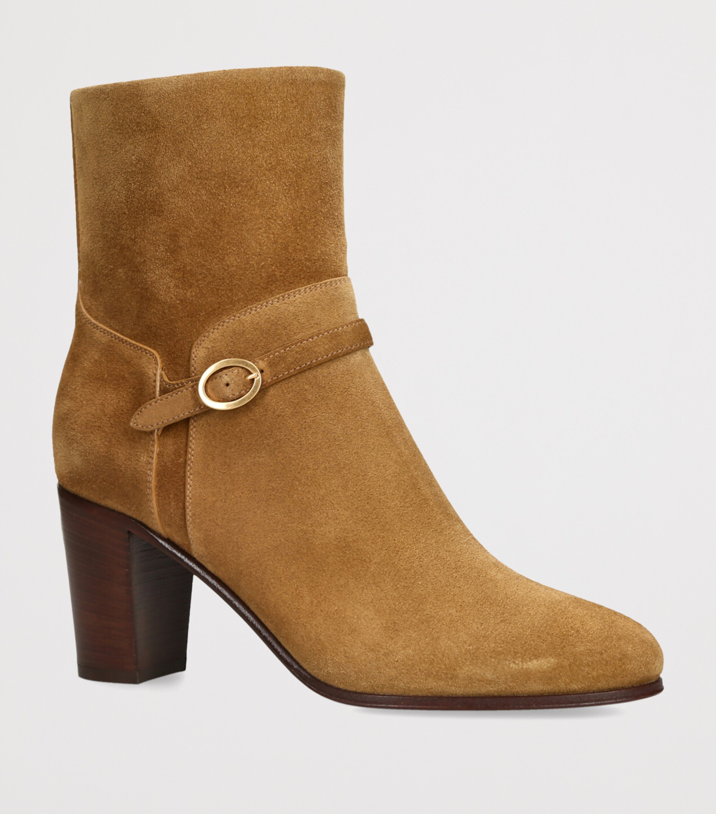 Valentino Garavani Womens Suede Pattie Heeled Ankle Boots 75 Tan Image 3
