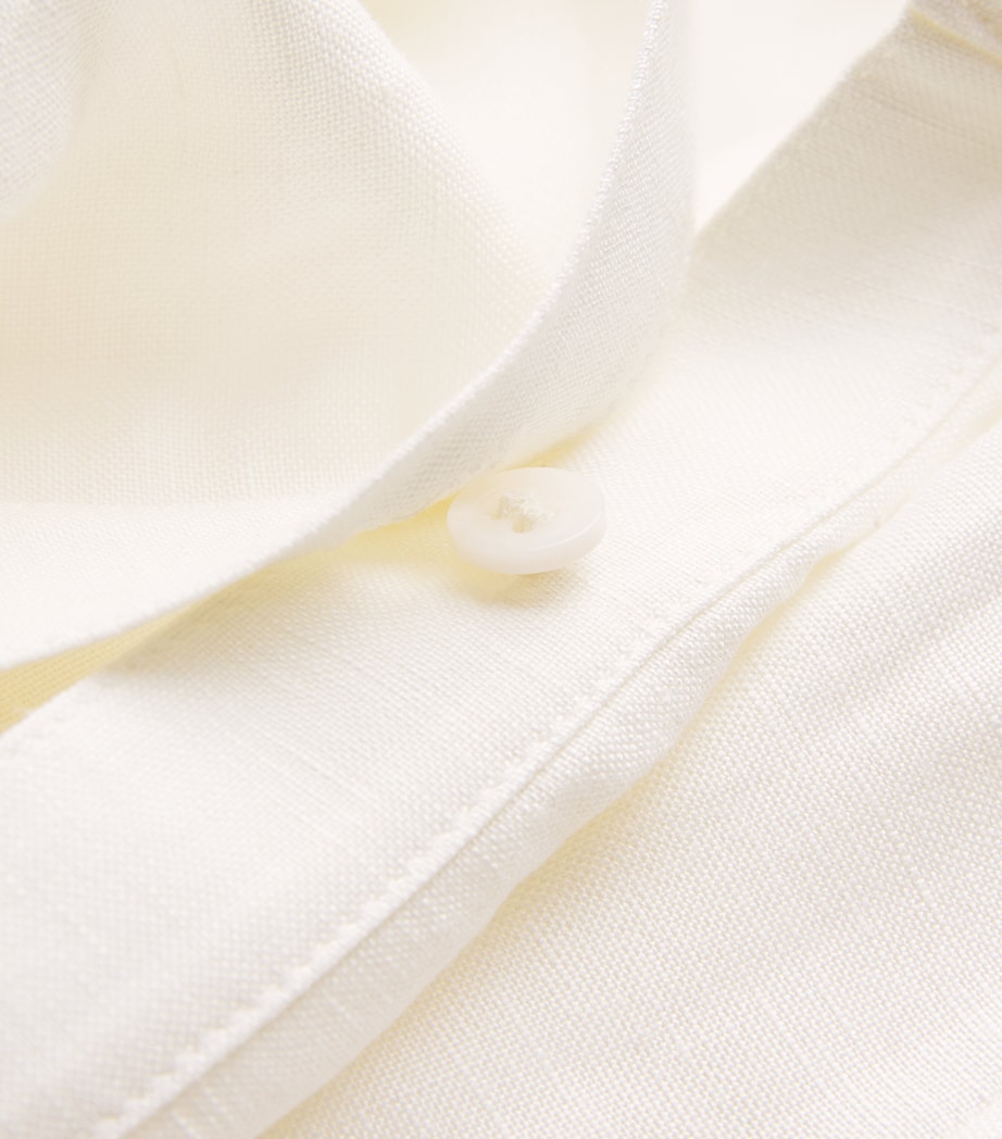 Linen-Blend Claudine Midi Shirt Dress WHITE Image 5