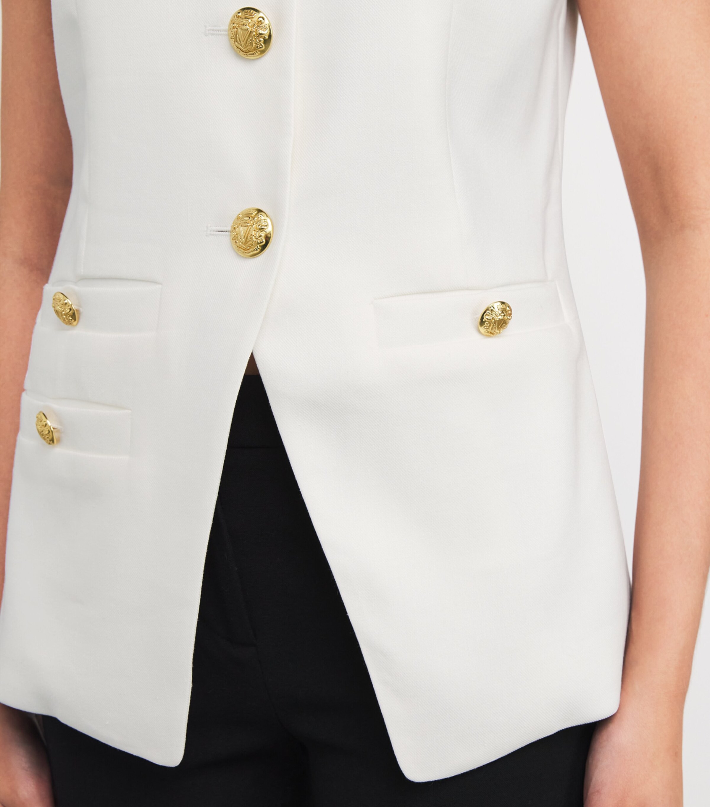 Linen-Blend Sleeveless Tamara Blazer W0002 OFF WHITE Image 6