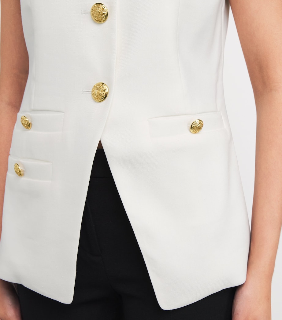 Linen-Blend Sleeveless Tamara Blazer W0002 OFF WHITE Image 6