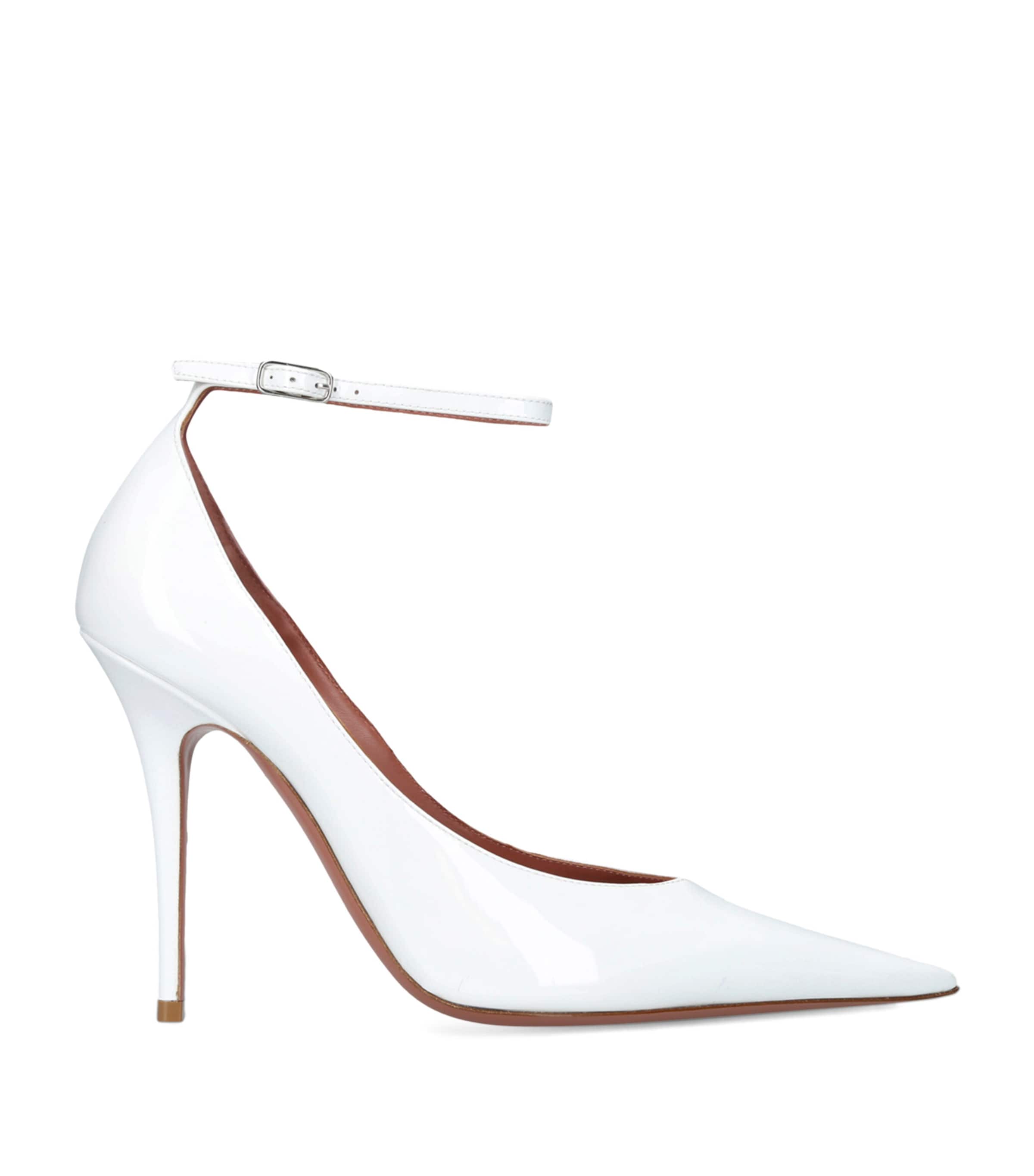 Amina Muaddi Patent Leather Anok Pumps 105 In White