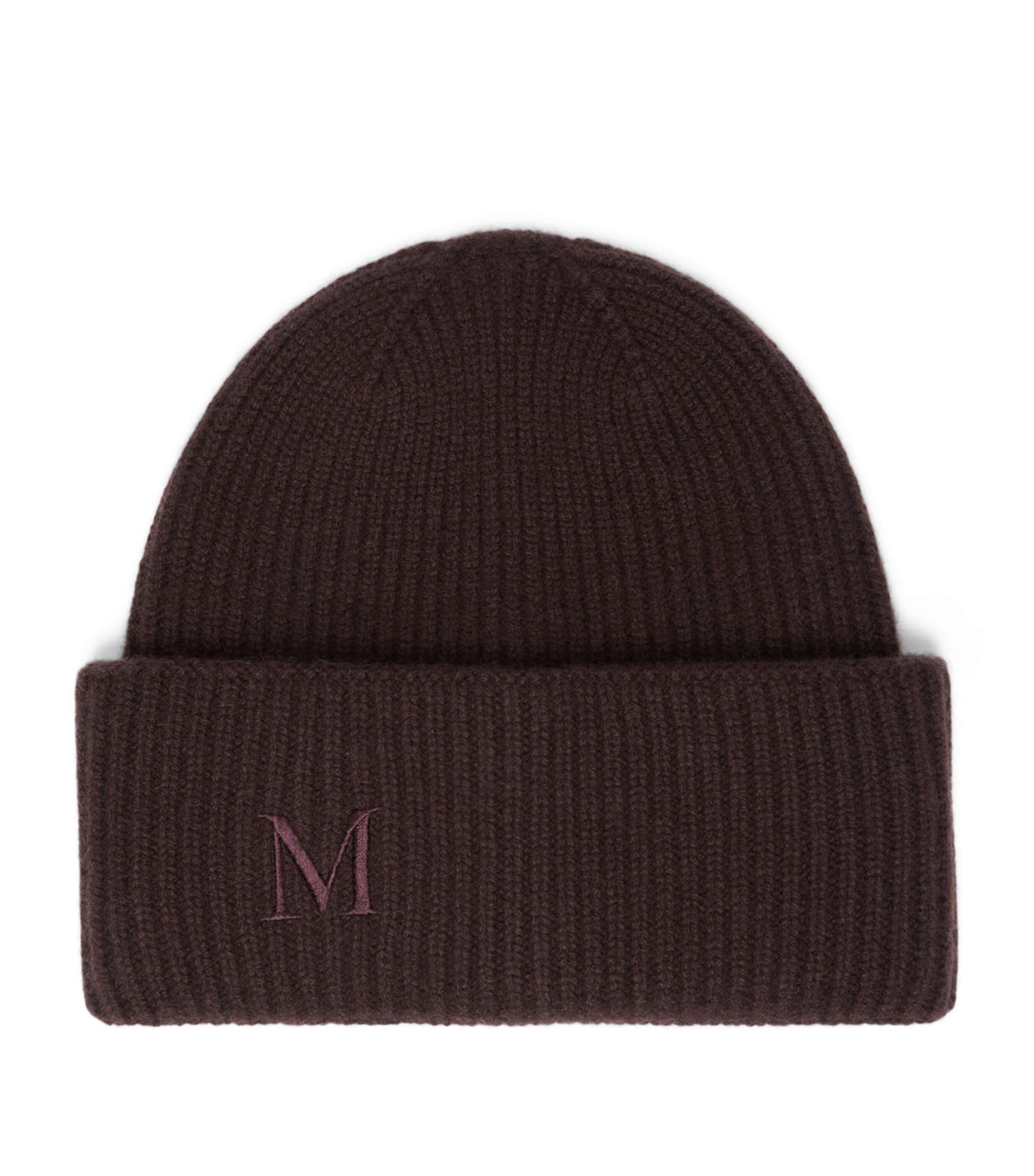 Max Mara Cashmere Monogram Beanie Dark Brown Image 1