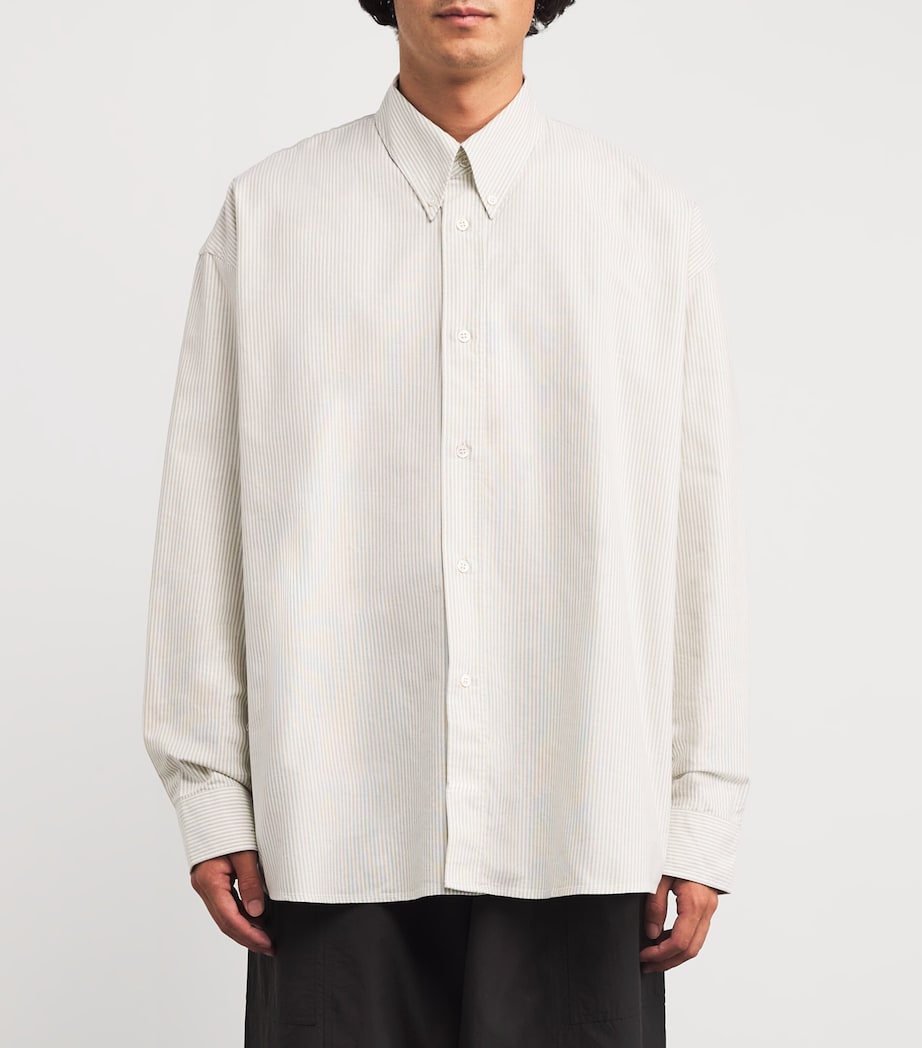 Cotton Stripe Oversized Ruskin Shirt KHAKI STRIPE Image 3
