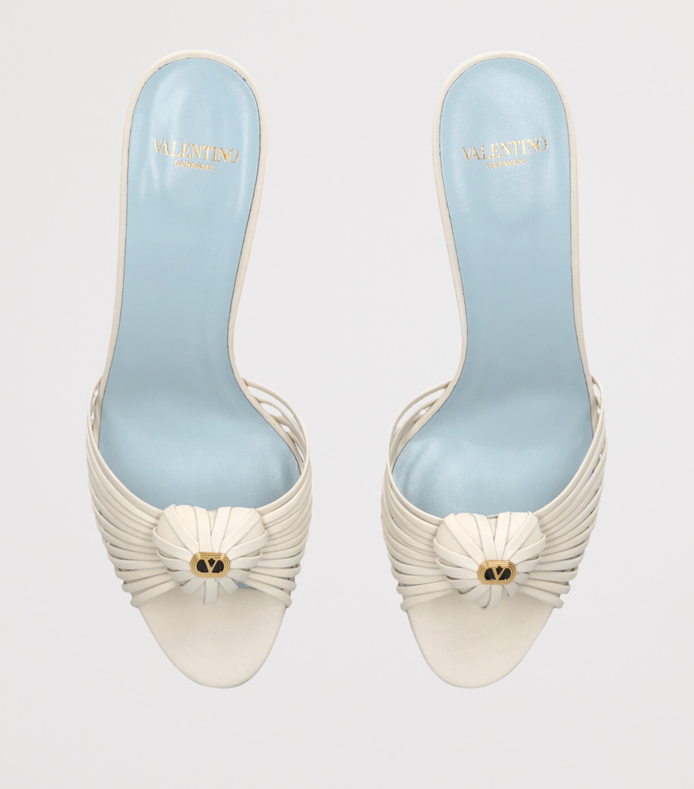 Leather Royal Heeled Mules 65 BONE Image 4