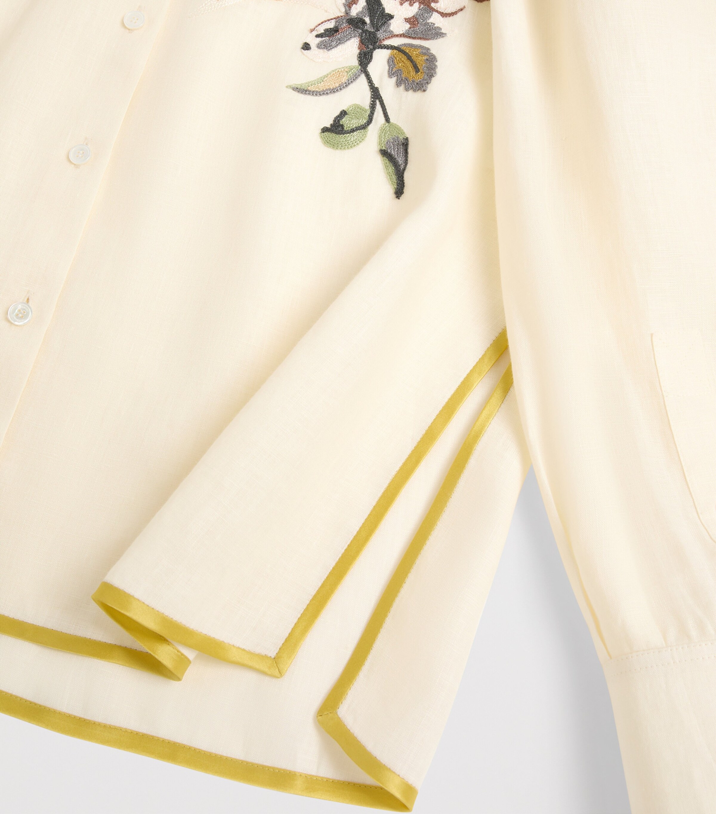 Valentino Womens Linen Floral-Embroidered Shirt Image 8