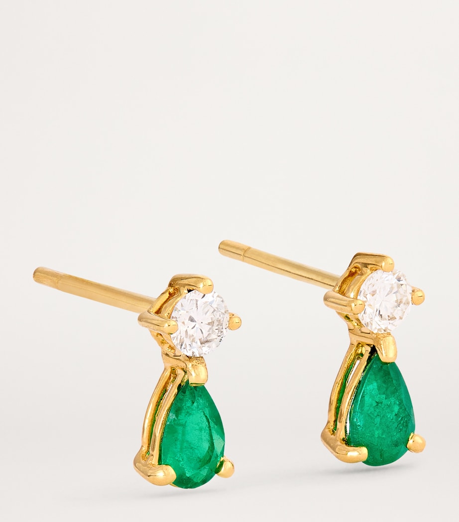 Yellow Gold, Diamond and Emerald Stud Earrings YELLOW GOLD Image 3