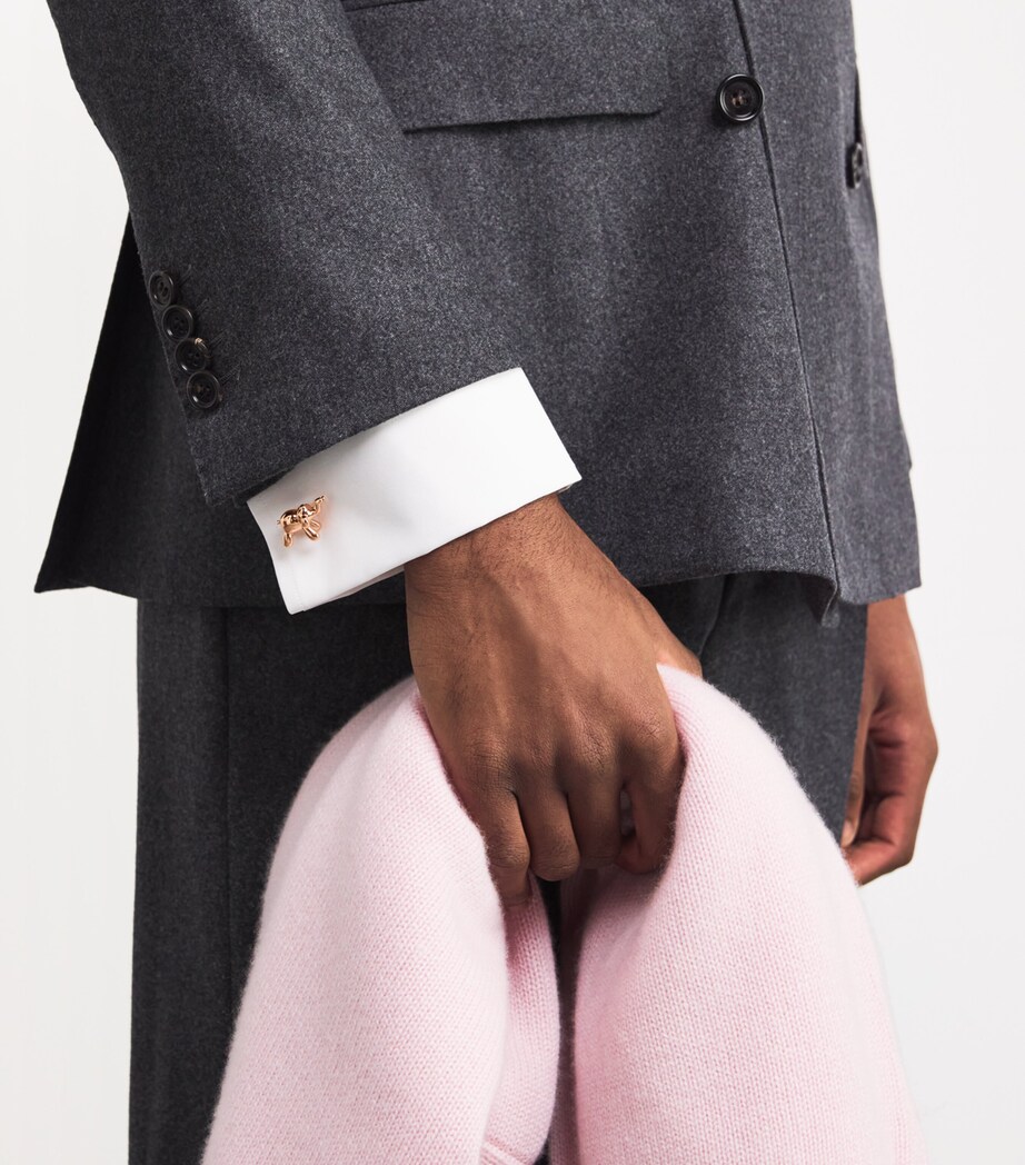 Babette Wasserman Rose Gold-Plated Elephant Cufflinks Pink Image 5