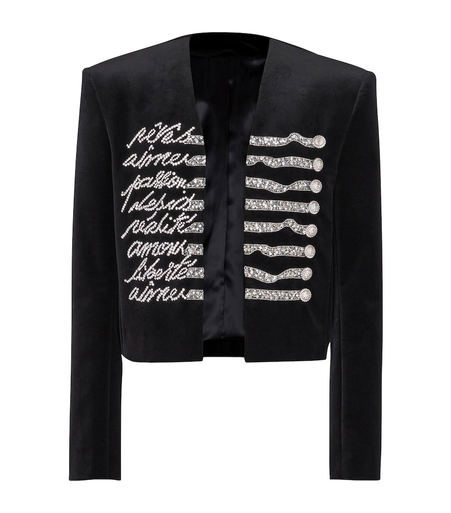 Velvet Embroidered Cropped Jacket EAW NOIR/CRISTAL Image 1