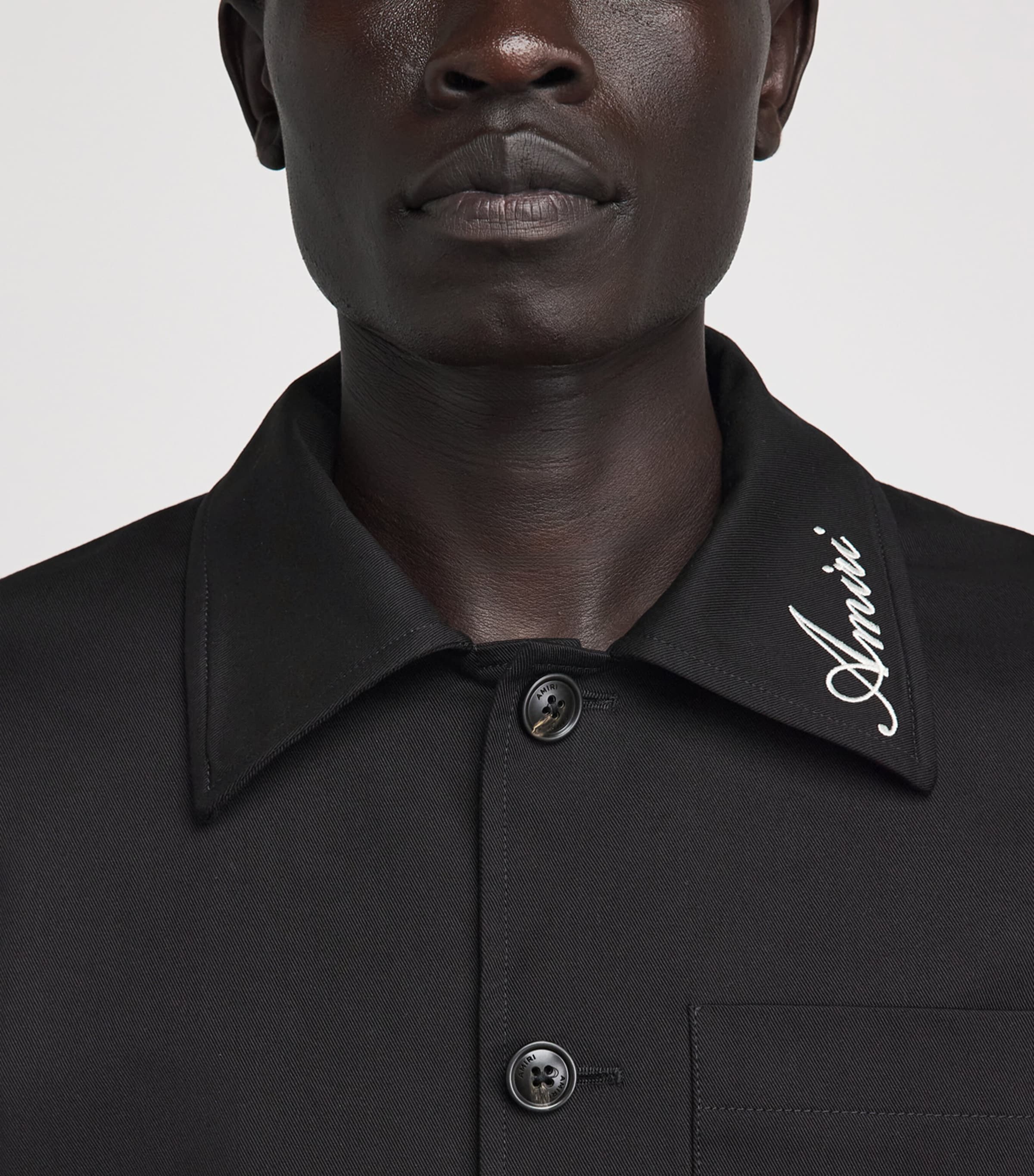 AMIRI Mens Cotton Script Shacket Black Image 3