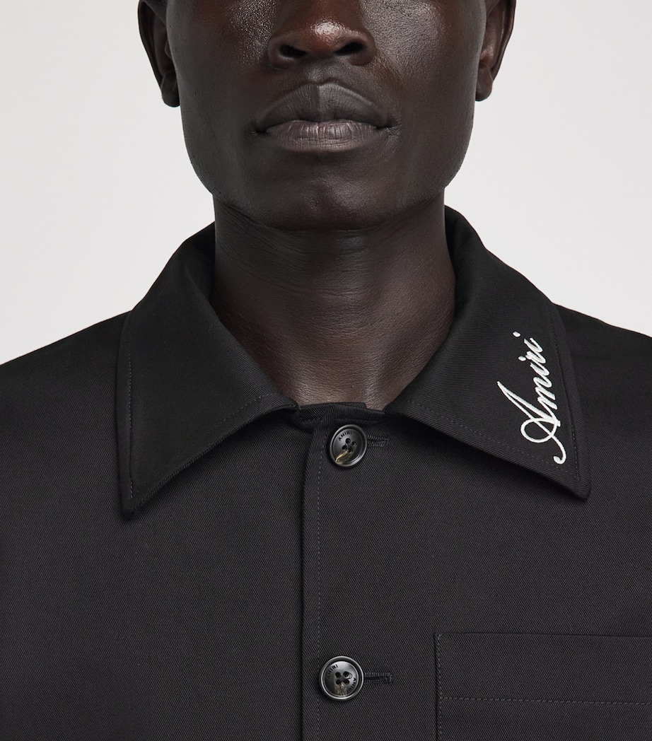AMIRI Mens Cotton Script Shacket Black Image 3