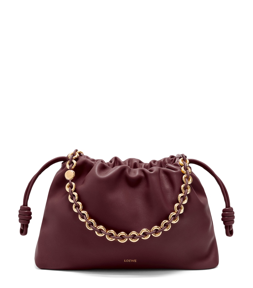 LOEWE Large Leather Flamenco Purse Dark Burgundy