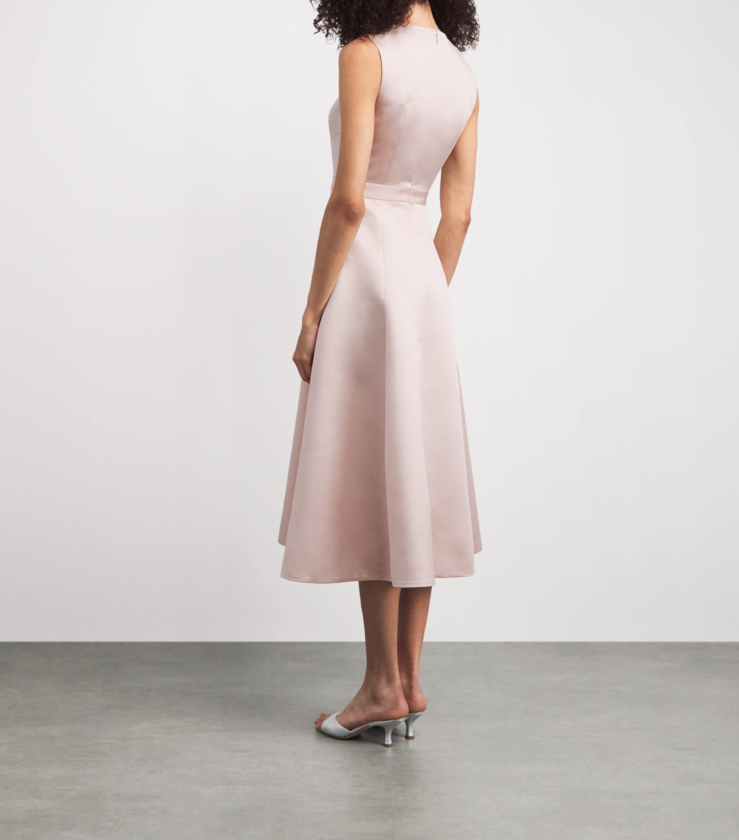 Huishan Zhang Womens Satin Embellished Sol Midi Dress Shell Image 4