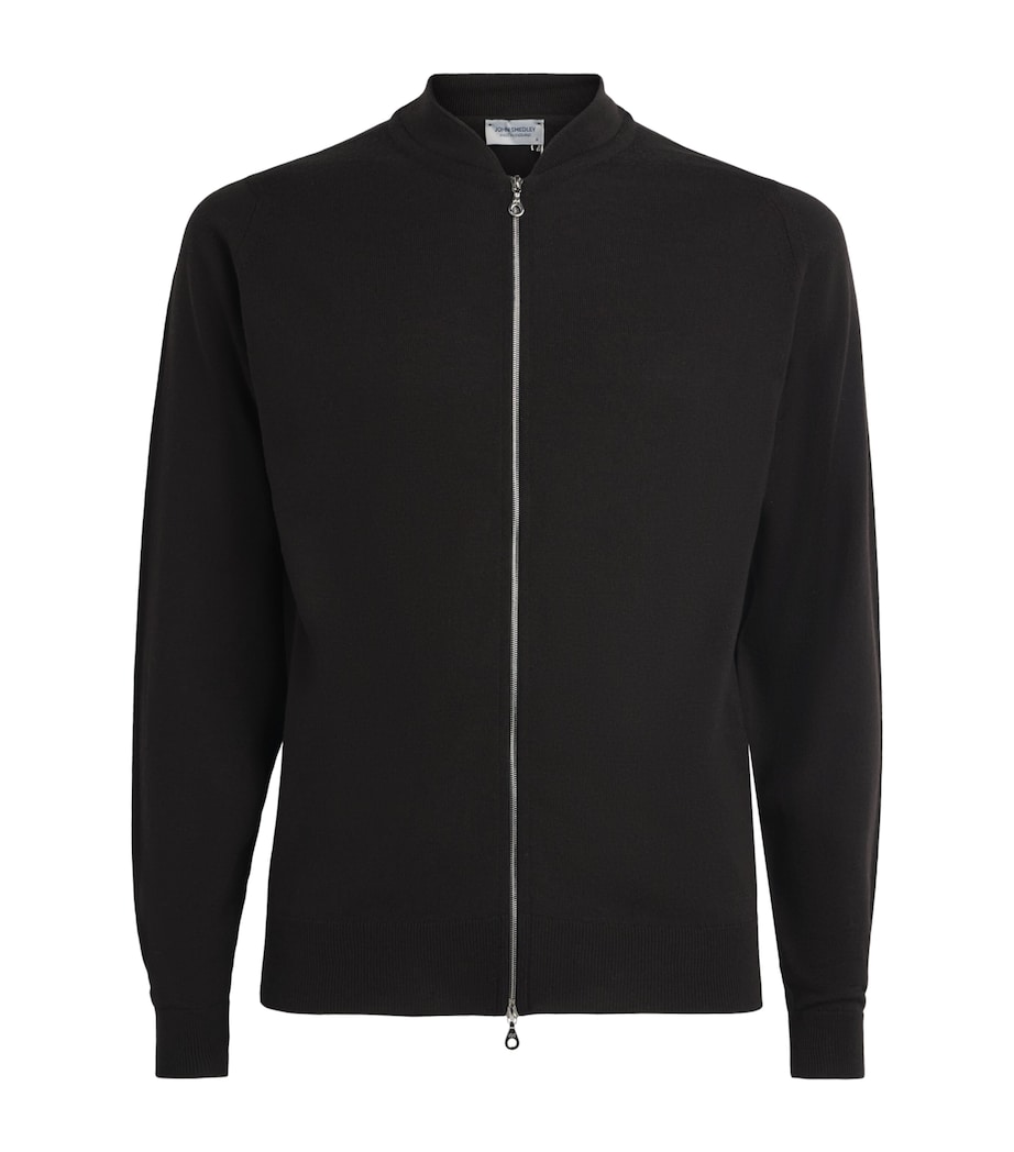 John Smedley Mens Extra Fine Merino Wool Maclean Cardigan Faulkner Brown Image 1