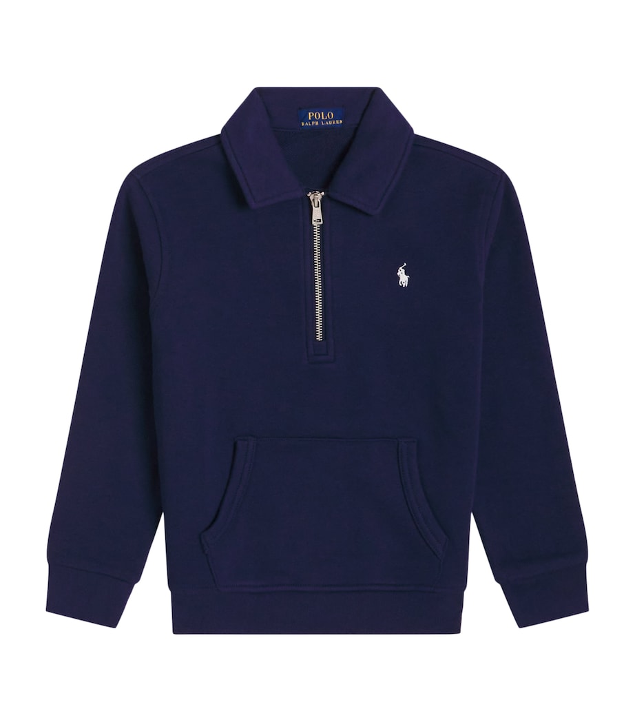 Cotton Quarter-Zip Sweatshirt (2-7 Years) NAVY/WHT P Image 1