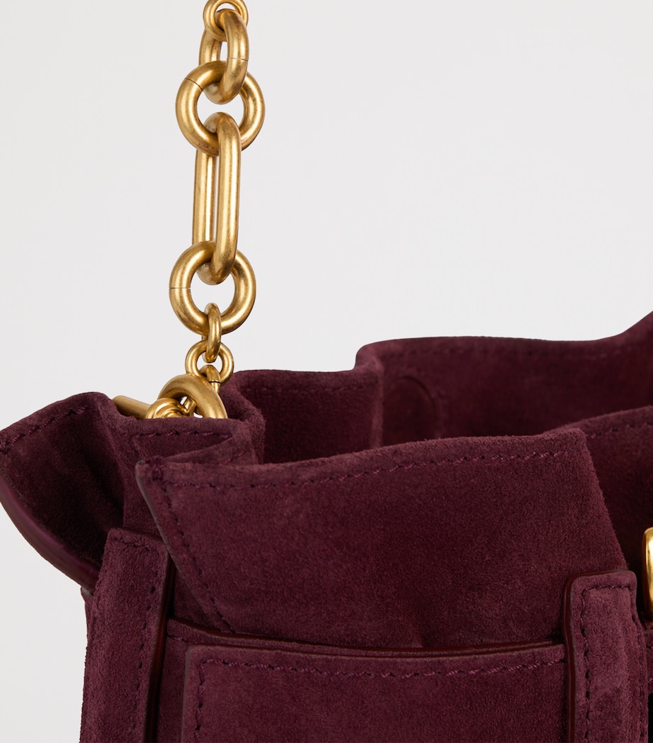 Balmain Mini Suede Anthem Shoulder Bag Lie De Vin Image 5