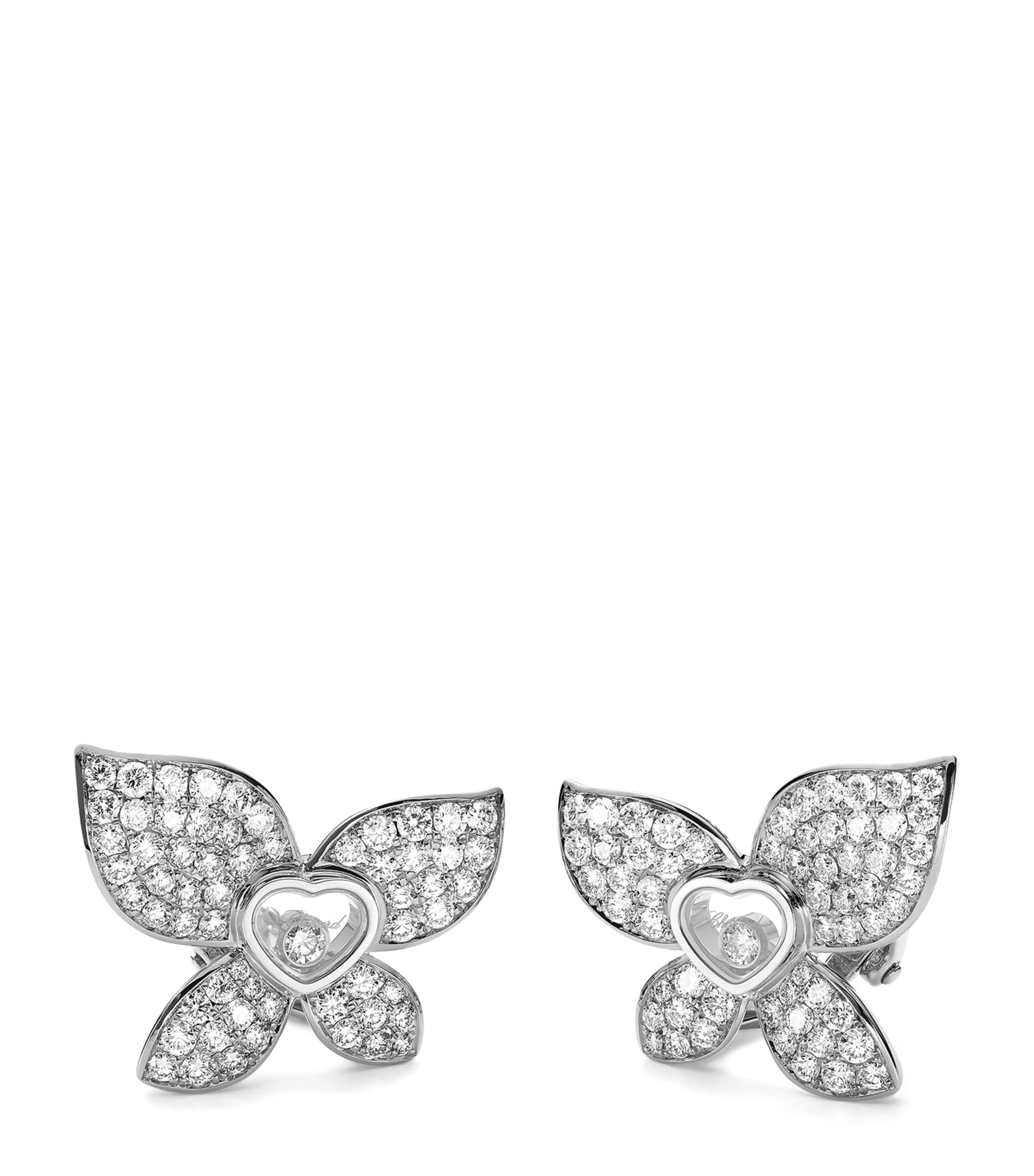 Chopard X Mariah Carey White Gold And Diamond Happy Butterfly Earrings In Gold