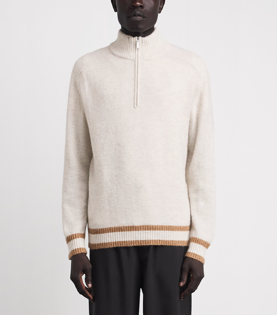 CHÉ Mens Wool-Blend Quarter-Zip Cillian Sweater Ecru Image 4