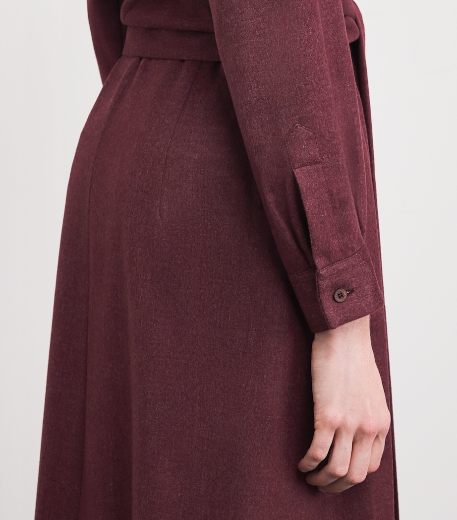Cashmere Belted Midi Shirt Dress 197 BORDEAUX Image 6