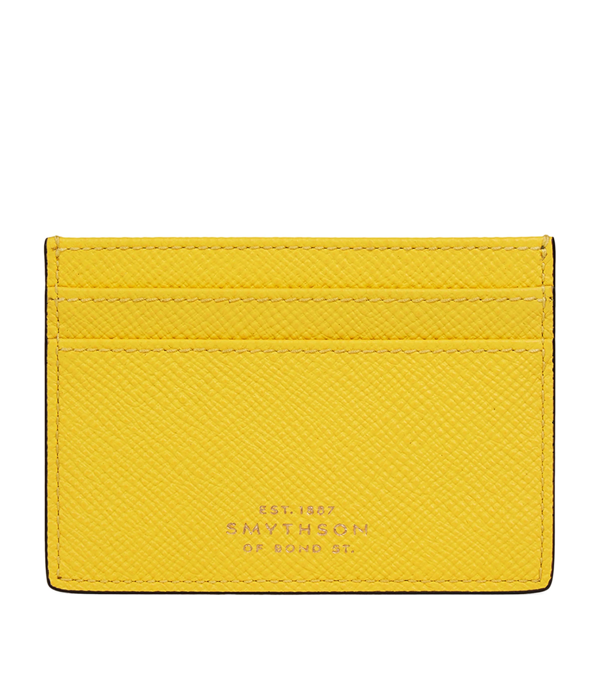 Shop Smythson Leather Panama Card Holder In Yellow