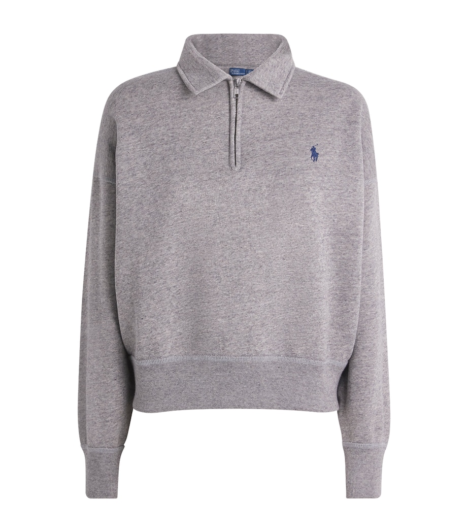 Cotton-Blend Quarter-Zip Sweatshirt DARK VINTAGE HEATHER Image 1