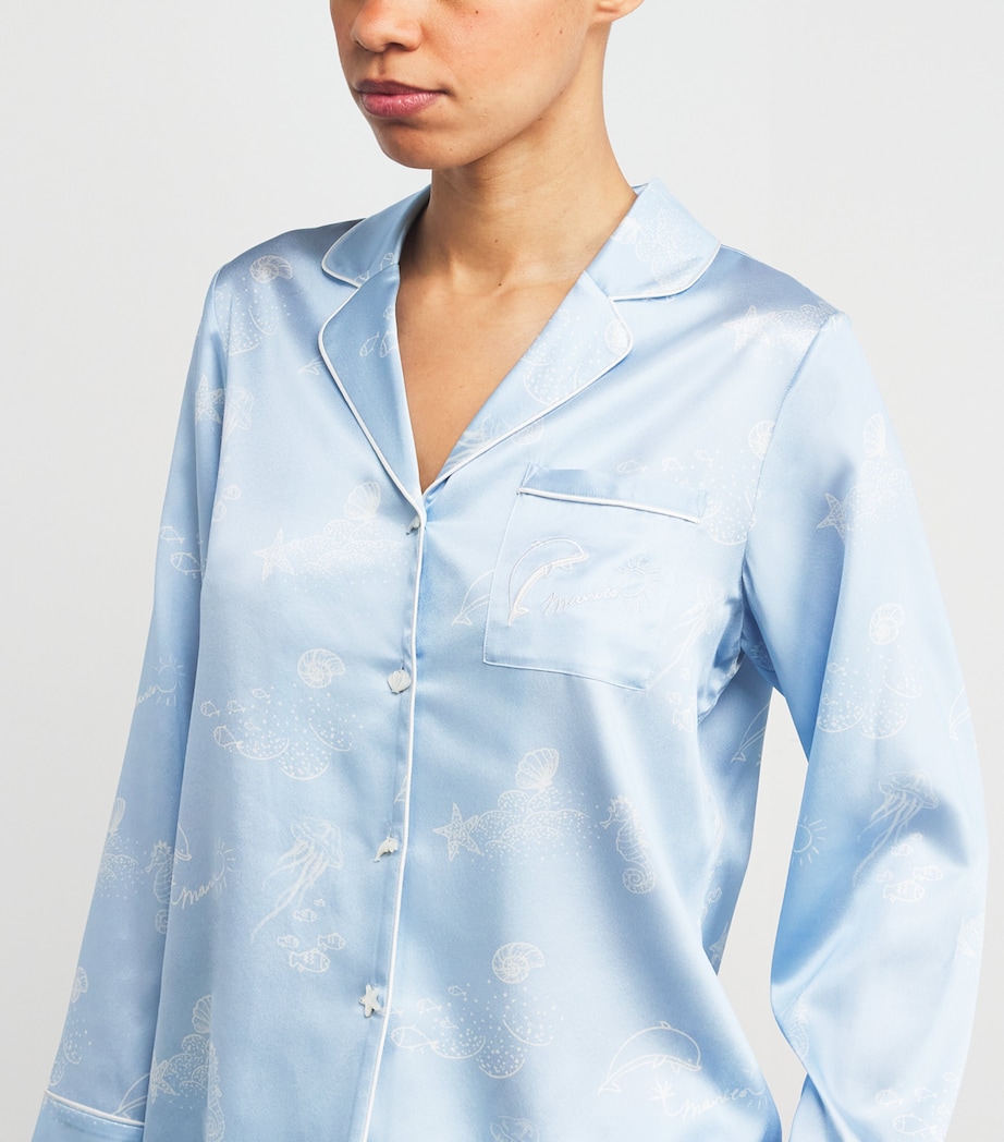 Mulberry Silk Printed Pyjama Set OCEAN BLUE Image 4