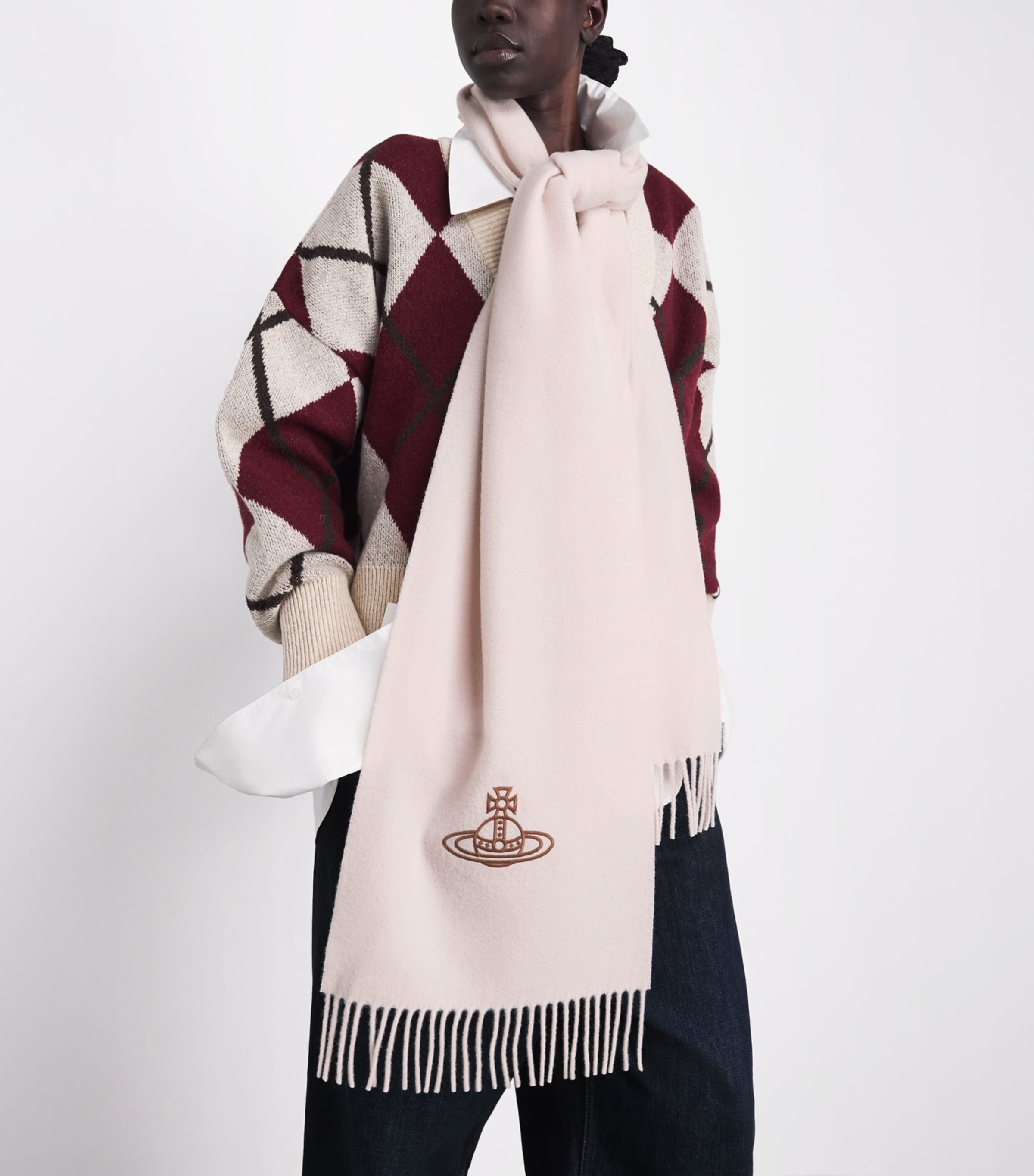 Vivienne Westwood Ivory Wool Orb Scarf | Harrods UK