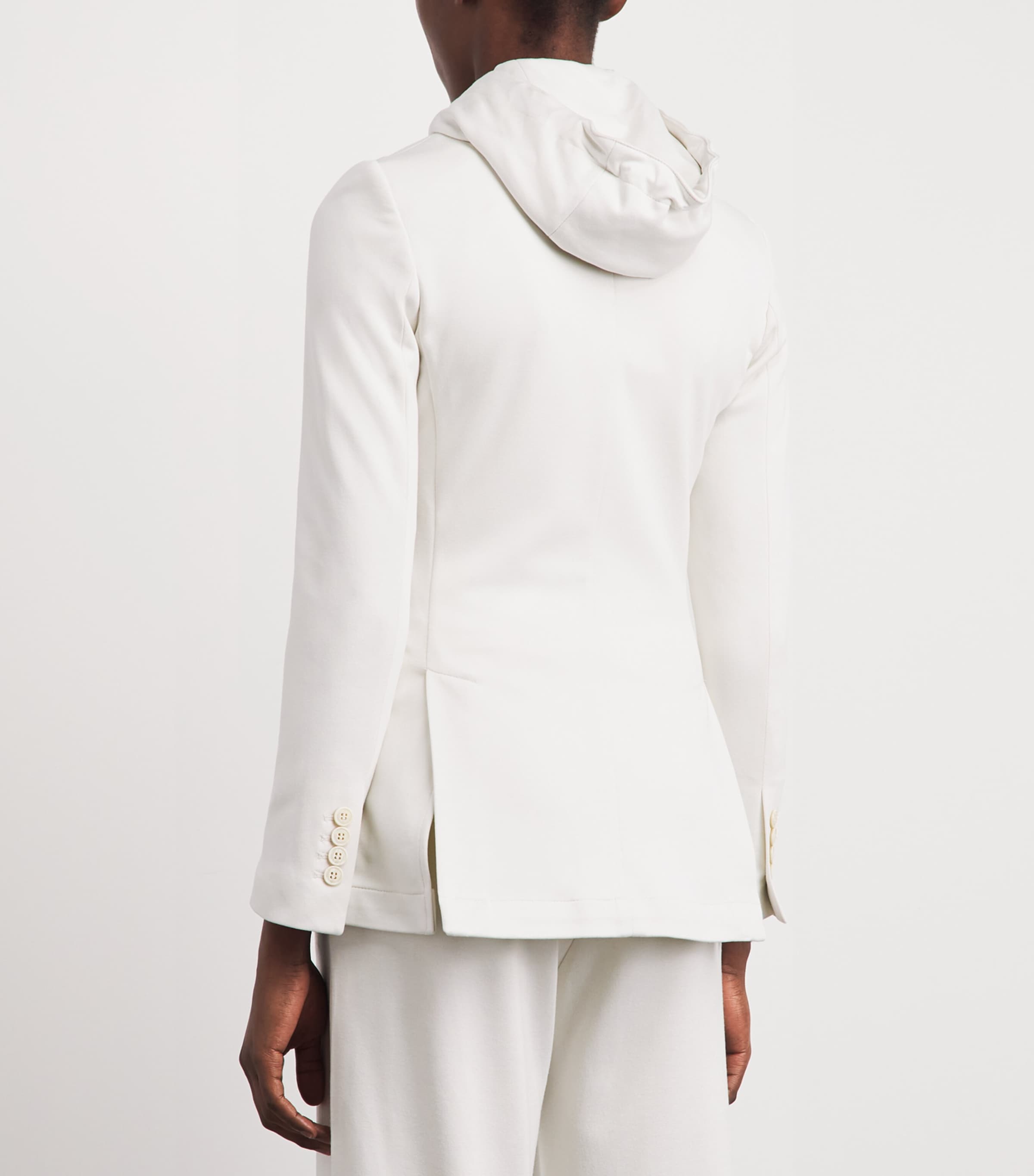 Eleventy Womens Cotton-Blend Hooded Blazer Avorio Image 5