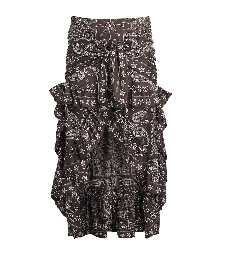 Sandro Paris Womens Satin Bandana Asymmetric Midi Shirt Taupe / White Image 1