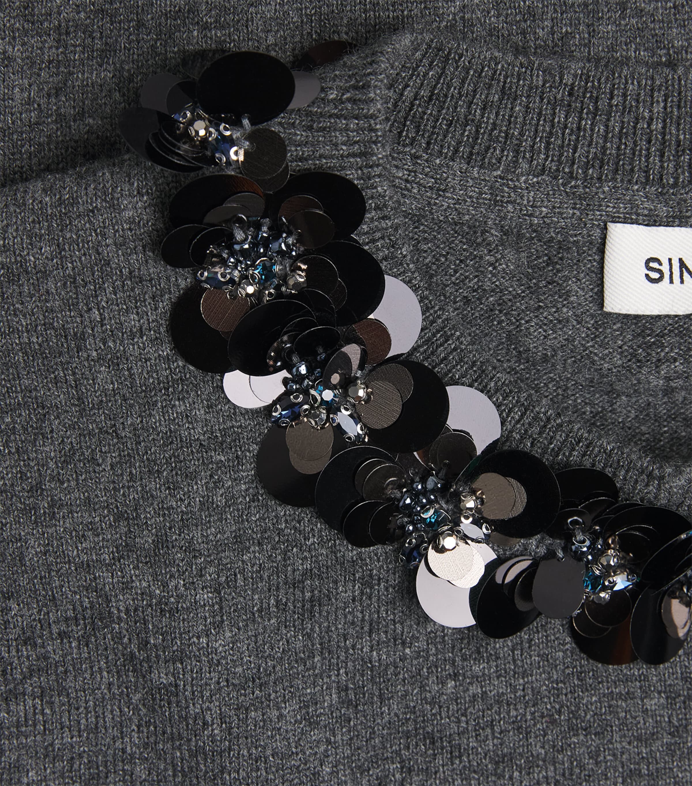 Simkhai Womens Wool-Cashmere Sophie Sweater Charcoal Dusty Blue Image 6