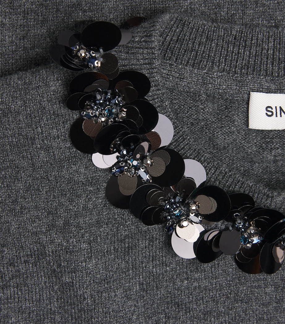 Simkhai Womens Wool-Cashmere Sophie Sweater Charcoal Dusty Blue Image 6