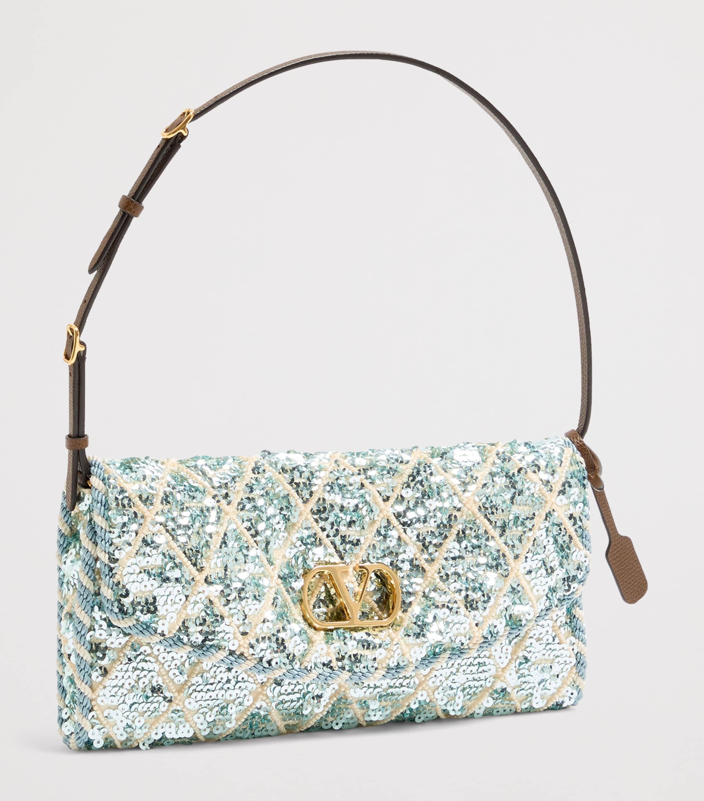 Valentino Garavani Sequinned DeVain Shoulder Bag Image 3